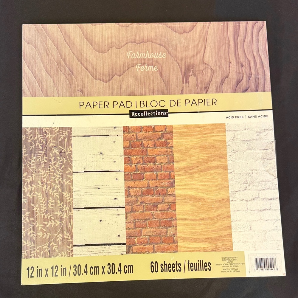 Recollections Paper Pad Farmhouse cardstock 12 x 12 inch acid free 60 sheets